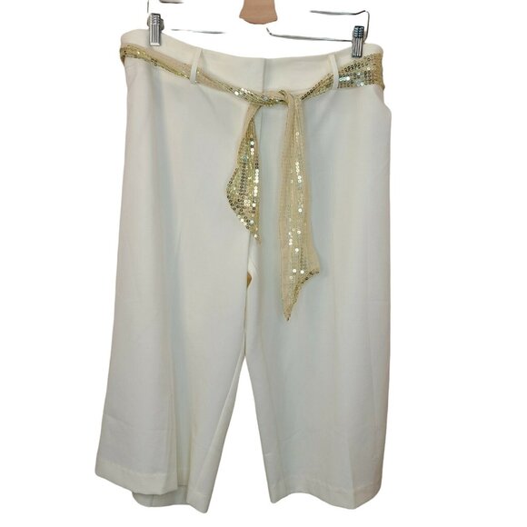 Apostrophe Pants Womens Size 18 Ivory Cream Capri Wide Leg Casual Work Office - Picture 1 of 12